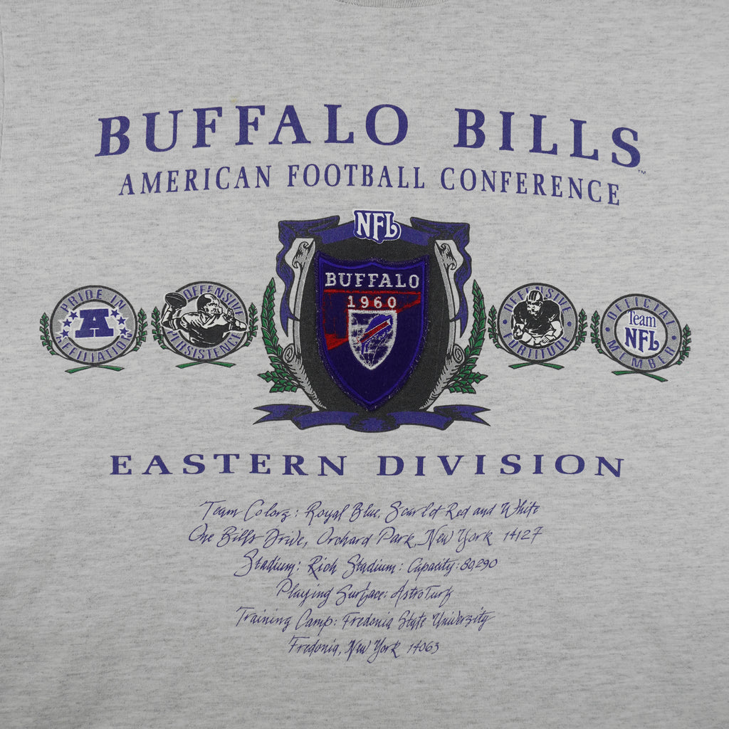 NFL (Nutmeg) - Grey Buffalo Bills Eastern Division T-Shirt 1990s Large Vintage Retro Football