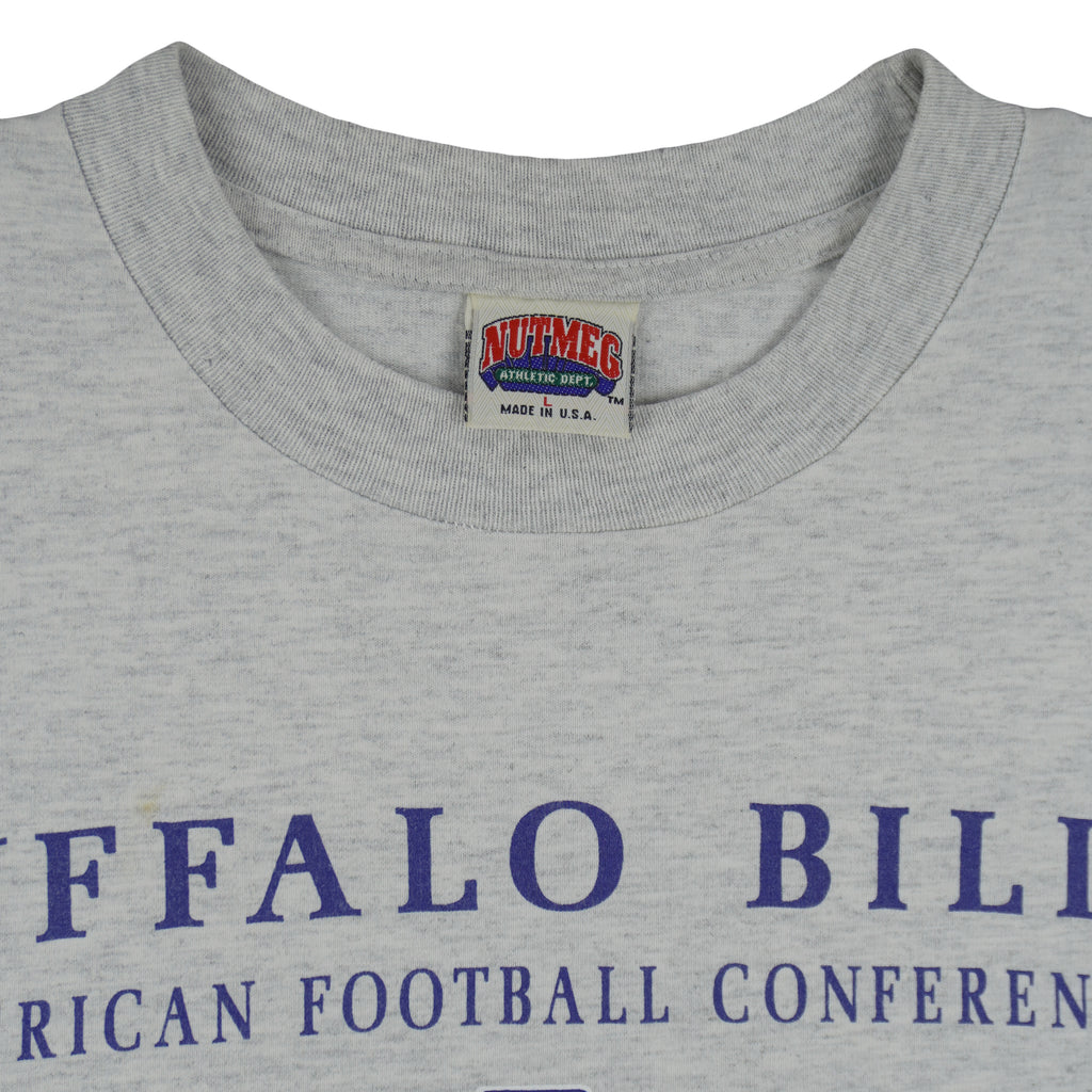 NFL (Nutmeg) - Grey Buffalo Bills Eastern Division T-Shirt 1990s Large Vintage Retro Football