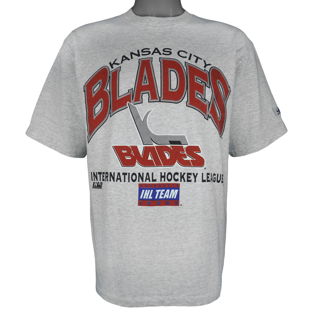Vintage IHL (Logo Athletic) - Kansas City Blades T-Shirt 1990s Medium in gray