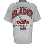 Vintage IHL (Logo Athletic) - Kansas City Blades T-Shirt 1990s Medium in gray