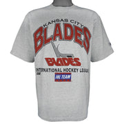 Vintage IHL (Logo Athletic) - Kansas City Blades T-Shirt 1990s Medium in gray