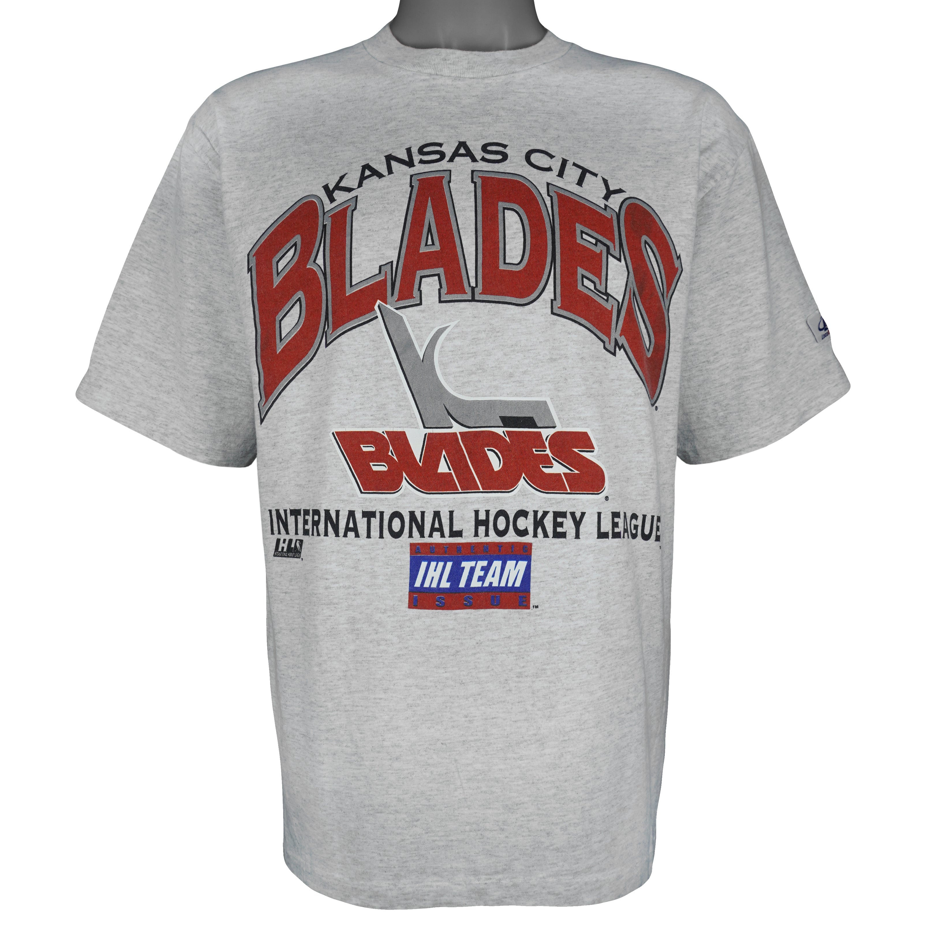Vintage IHL (Logo Athletic) - Kansas City Blades T-Shirt 1990s Medium in gray