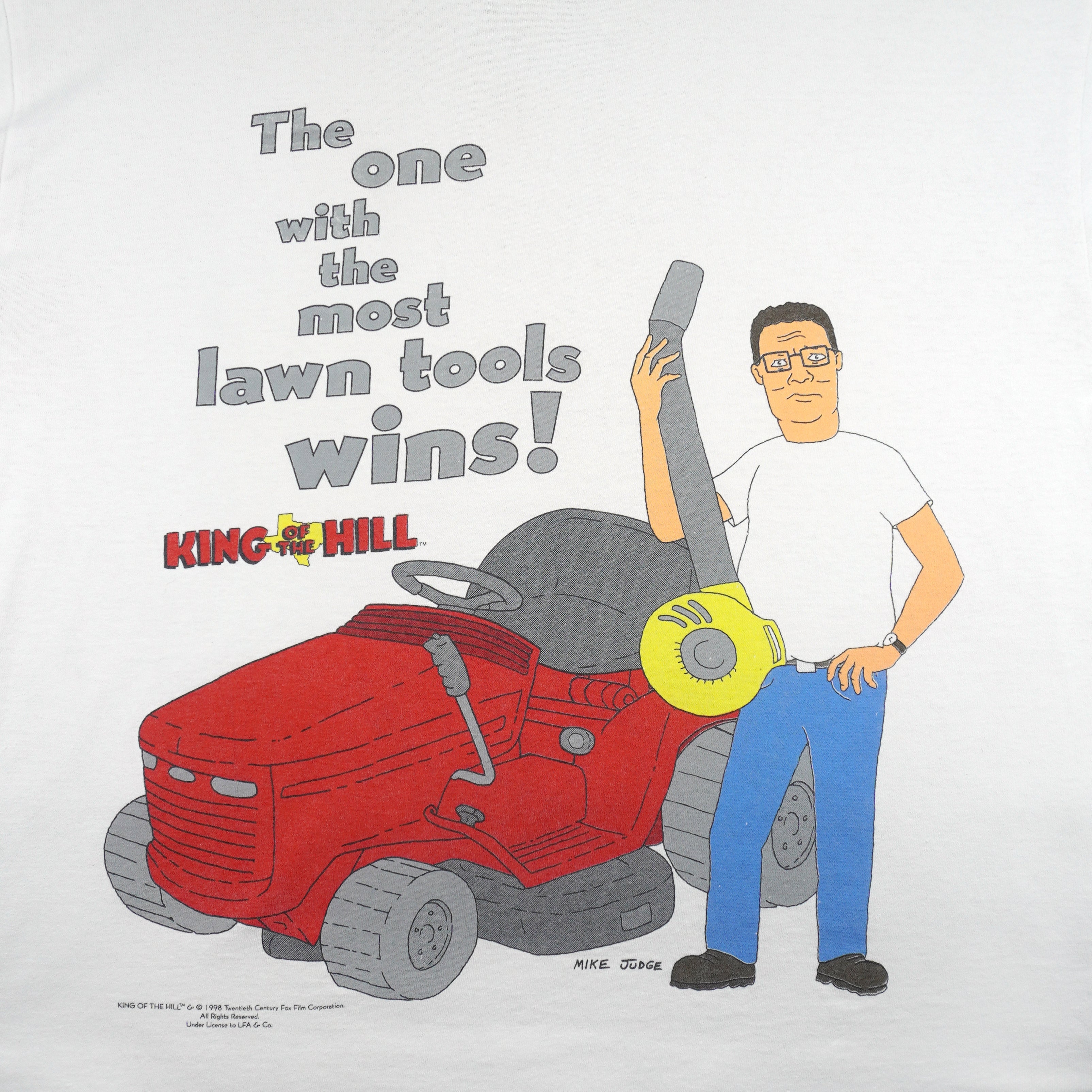 Vintage (Tultex) - King Of The Hill, The One With the Most Lawn Tools Wins! T-Shirt 1998 Large Vintage Retro