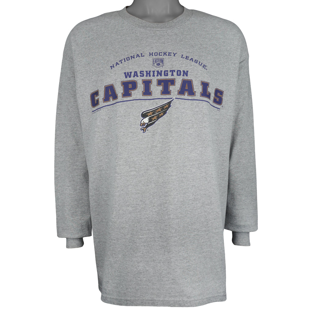 NHL (Lee) - Washington Capitals Long Sleeve Shirt 1990s X-Large Vintage Retro Hockey