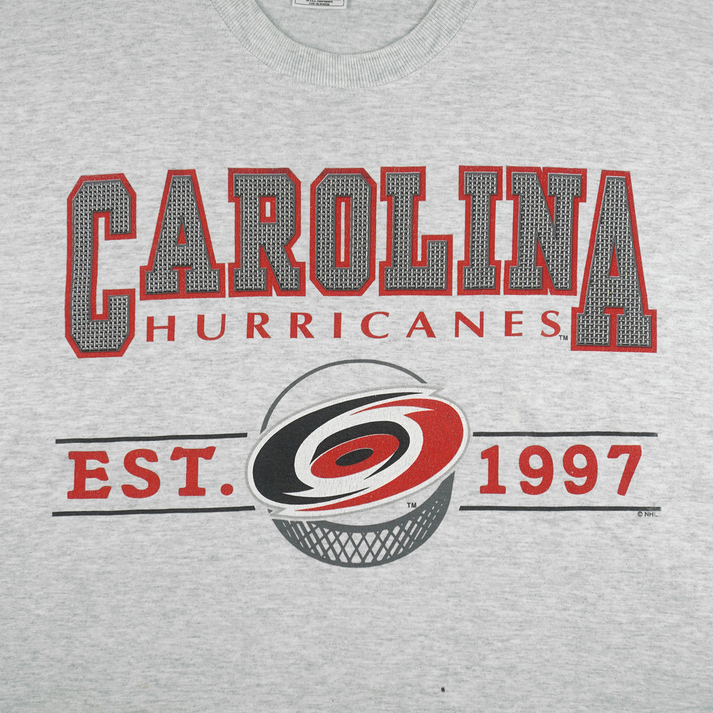 NHL - Carolina Hurricanes Spell-Out T-Shirt 1997 Large Vintage Retro Hockey