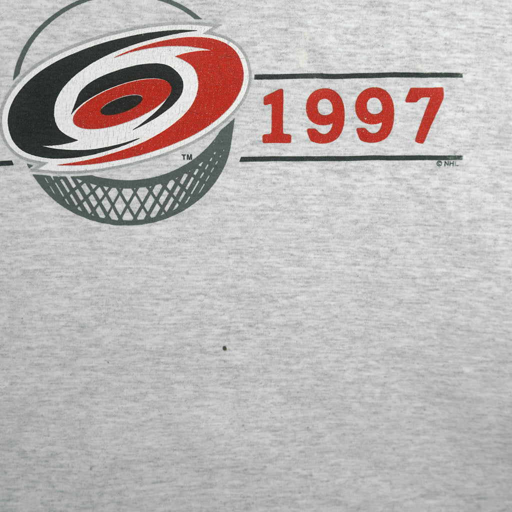 NHL - Carolina Hurricanes Spell-Out T-Shirt 1997 Large Vintage Retro Hockey