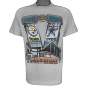 NFL (Salem) - Cowboys VS Steelers Super Bowl Champions Tickets T-Shirt 1996 Medium Vintage Retro Football
