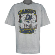 NFL (Unbalanced) - San Diego Chargers Caricature T-Shirt 1991 X-Large Vintage Retro Football