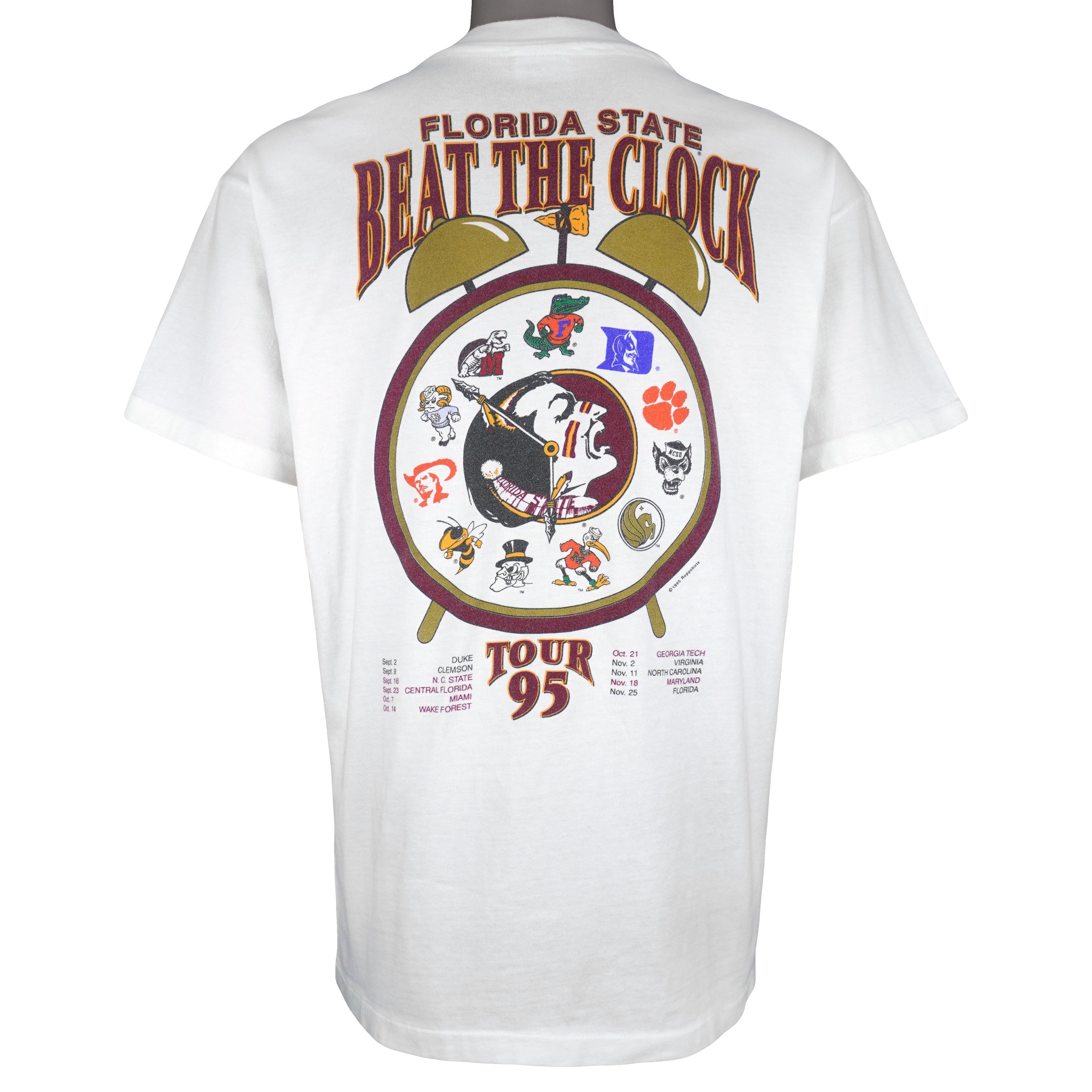 NCAA (Hanes) - Florida State Seminoles Beat The Clock T-Shirt 1995 Large Vintage Retro