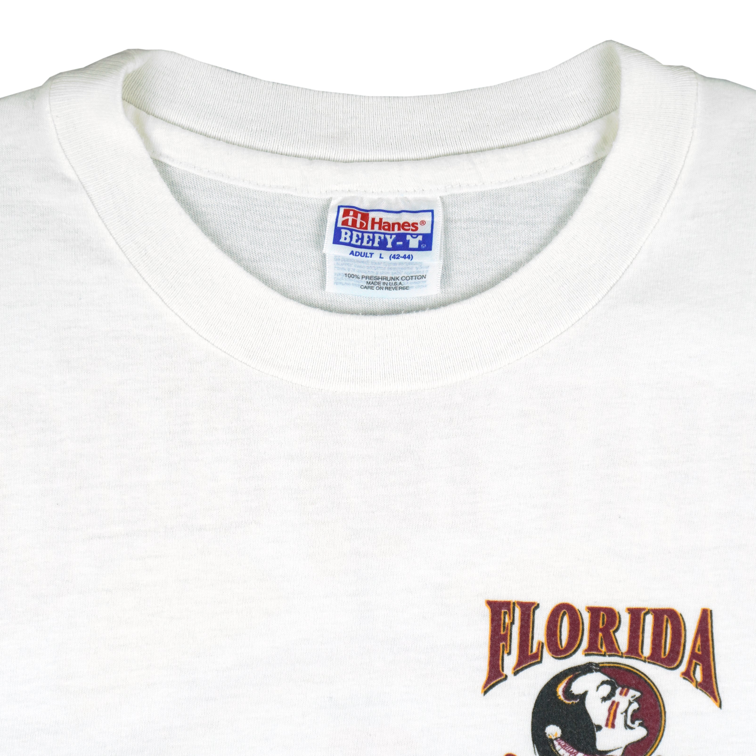 NCAA (Hanes) - Florida State Seminoles Beat The Clock T-Shirt 1995 Large Vintage Retro