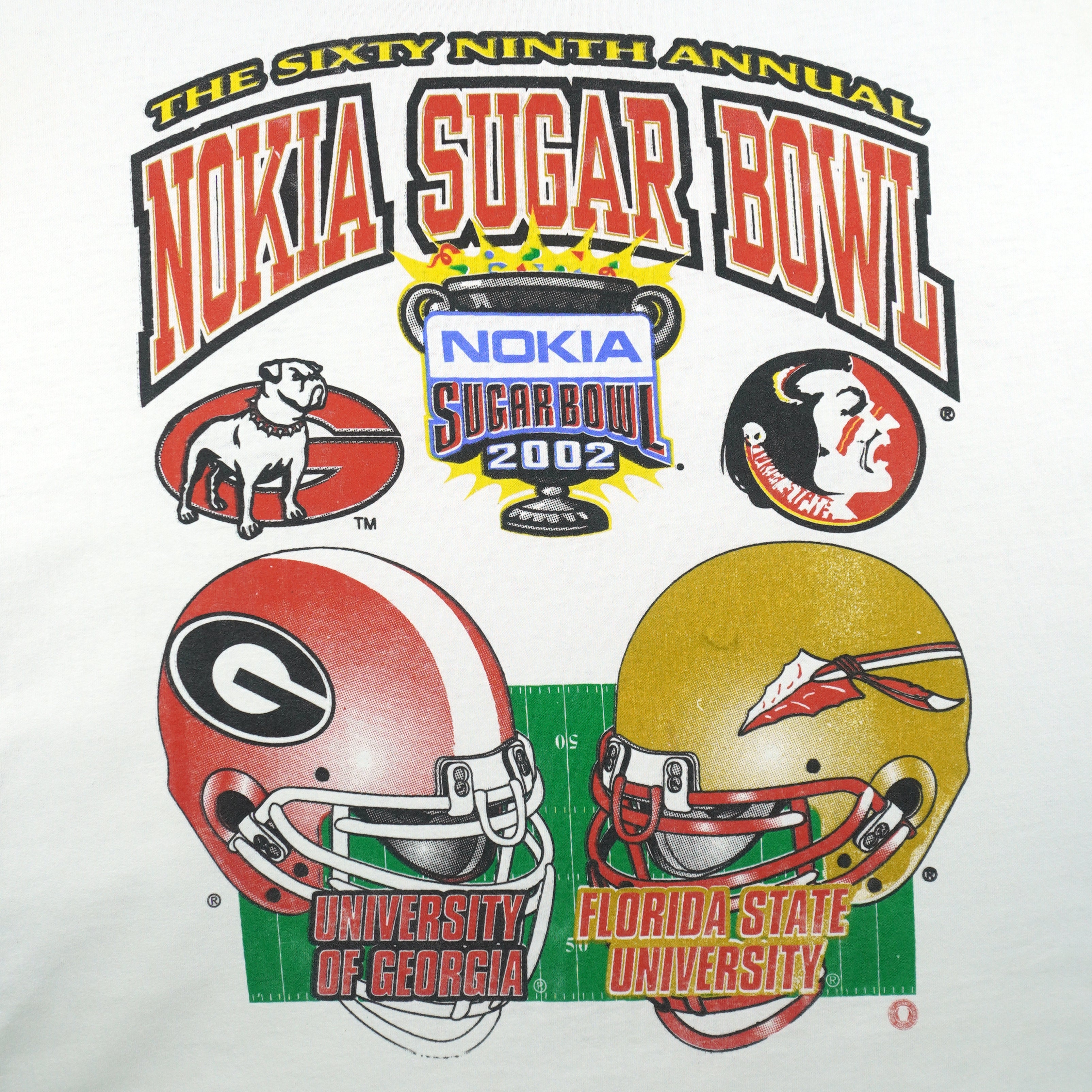 NCAA - Bulldogs Vs Seminoles Nokia Sugar Bowl Champions T-Shirt 2002 X-Large Vintage Retro