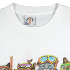 Vintage (Prints of Tails) - Cats Beach Snorkeling T-Shirt 1990s Large Vintage Retro 