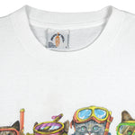 Vintage (Prints of Tails) - Cats Beach Snorkeling T-Shirt 1990s Large Vintage Retro 