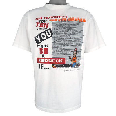 Vintage (Club Red) - Jeff Foxworthy Redneck Top 10 Comedy T-Shirt 1996 Large