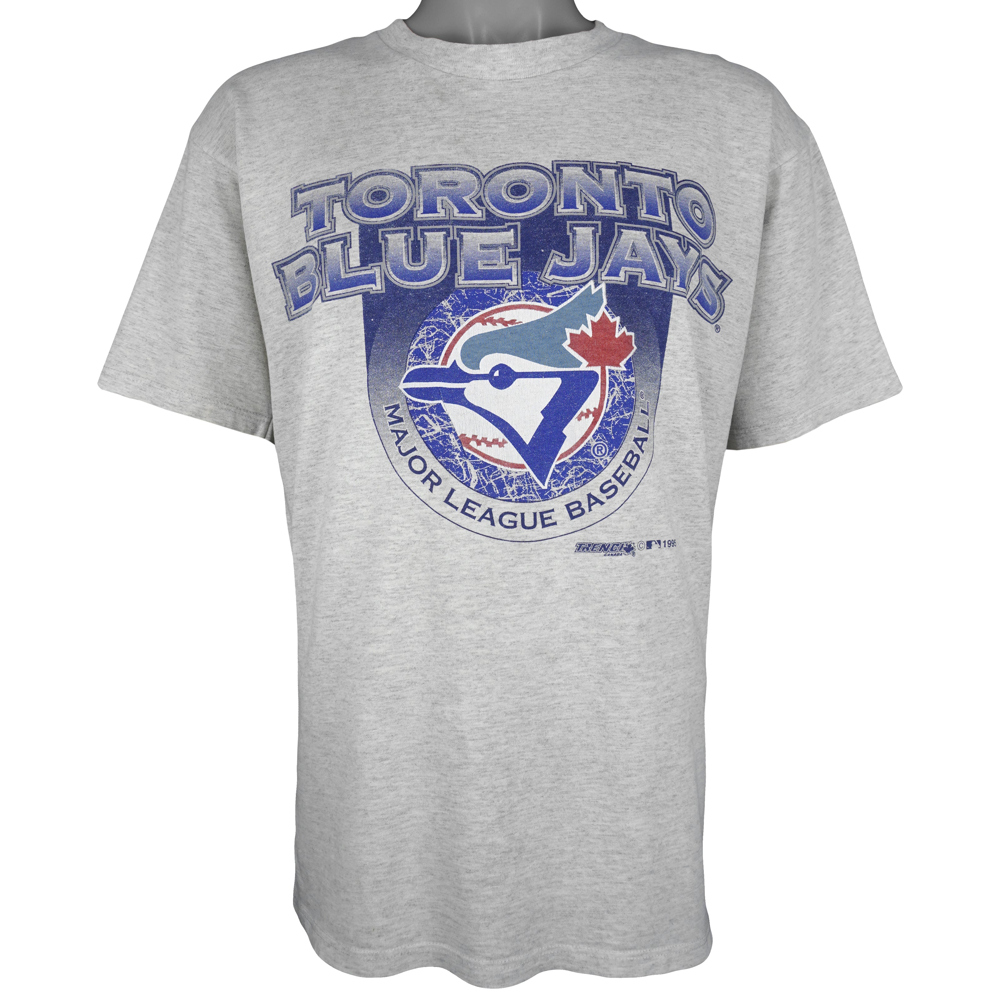 MLB (Trench) - Toronto Blue Jays Spell-Out T-Shirt 1995 Large Vintage Retro Baseball