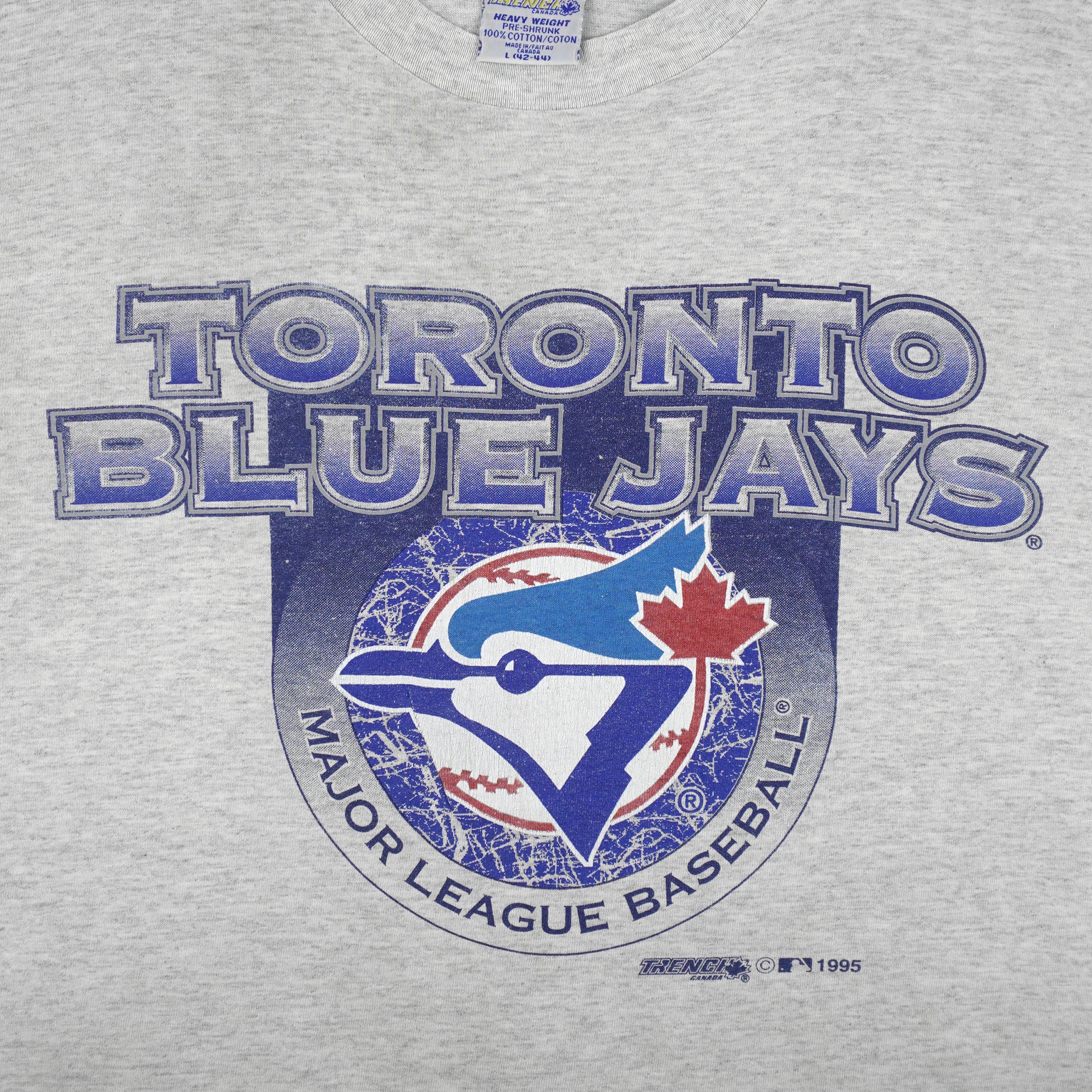 MLB (Trench) - Toronto Blue Jays Spell-Out T-Shirt 1995 Large Vintage Retro Baseball