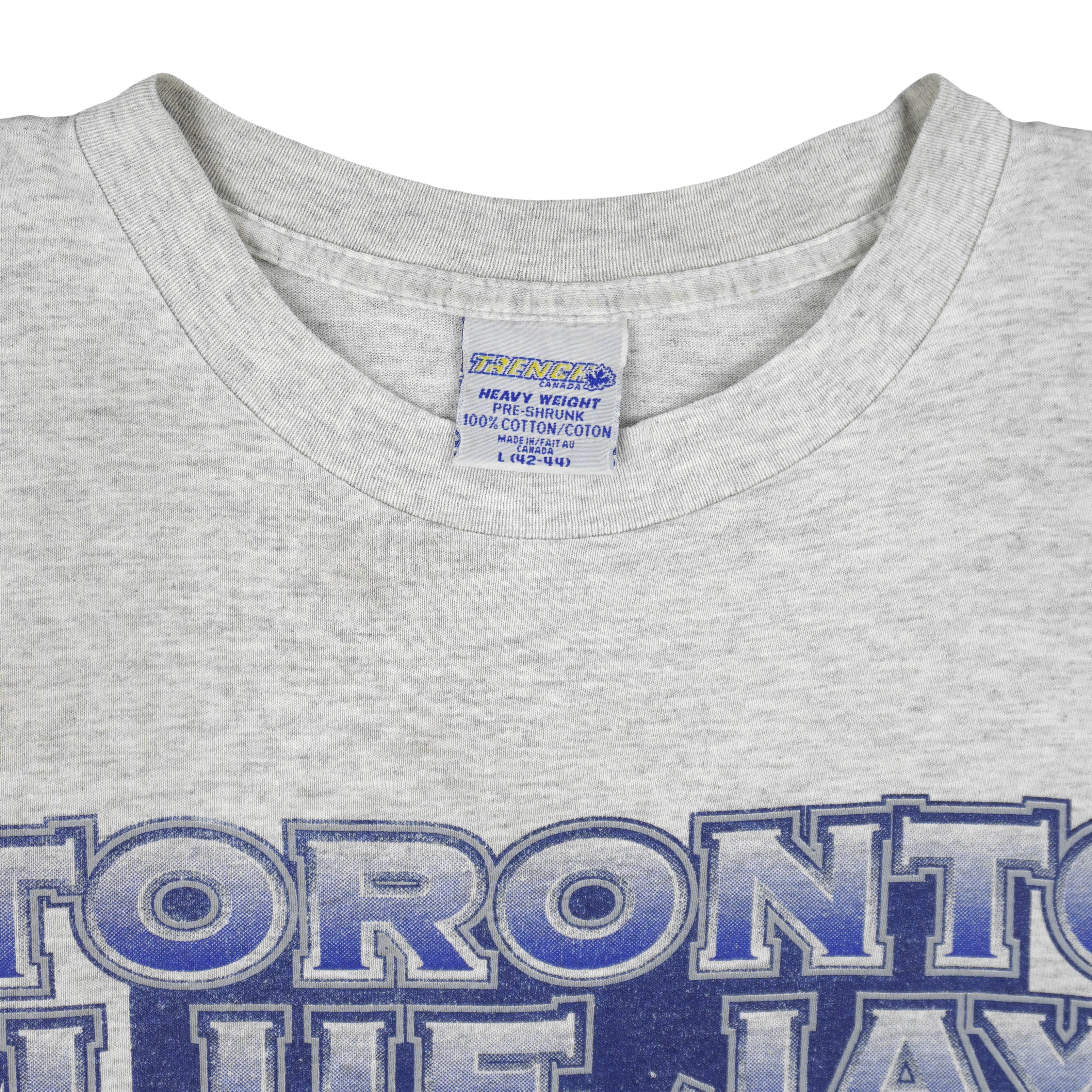 MLB (Trench) - Toronto Blue Jays Spell-Out T-Shirt 1995 Large Vintage Retro Baseball