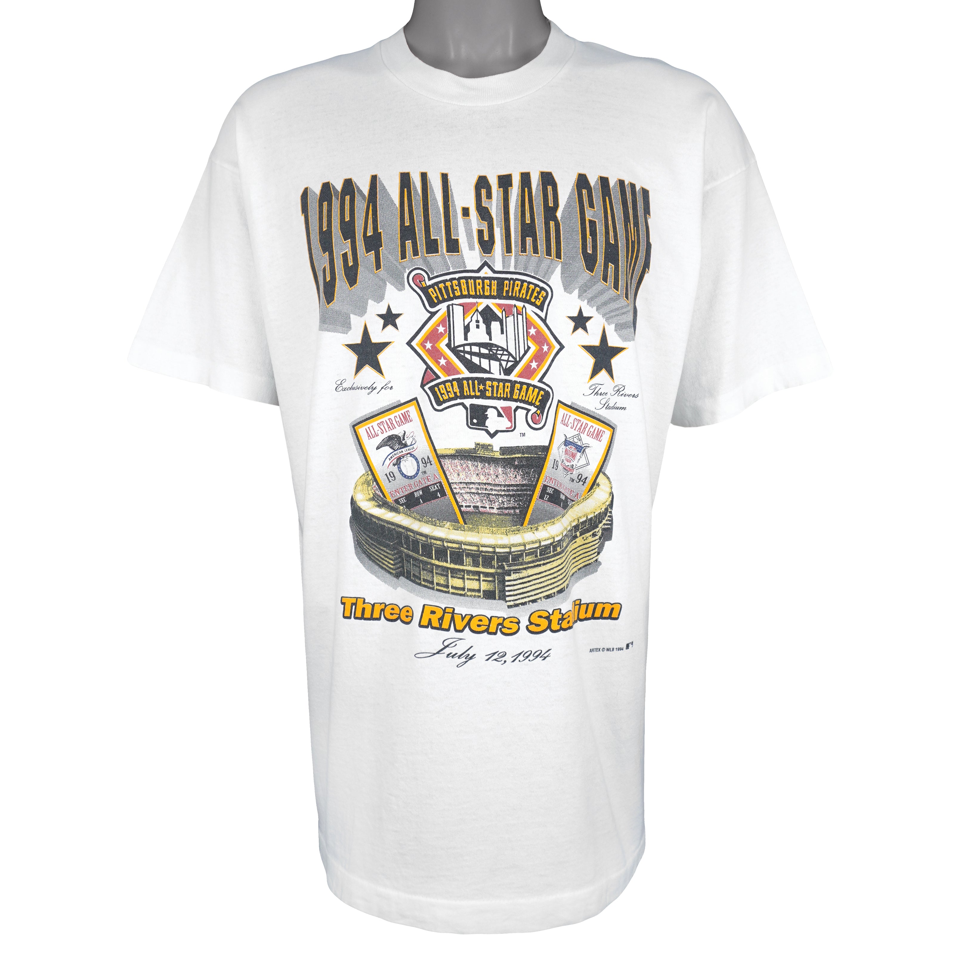 MLB (Artex) - Pittsburgh Pirates All Star Game 125th Anniversary T-Shirt 1994 X-Large Vintage Retro Baseball