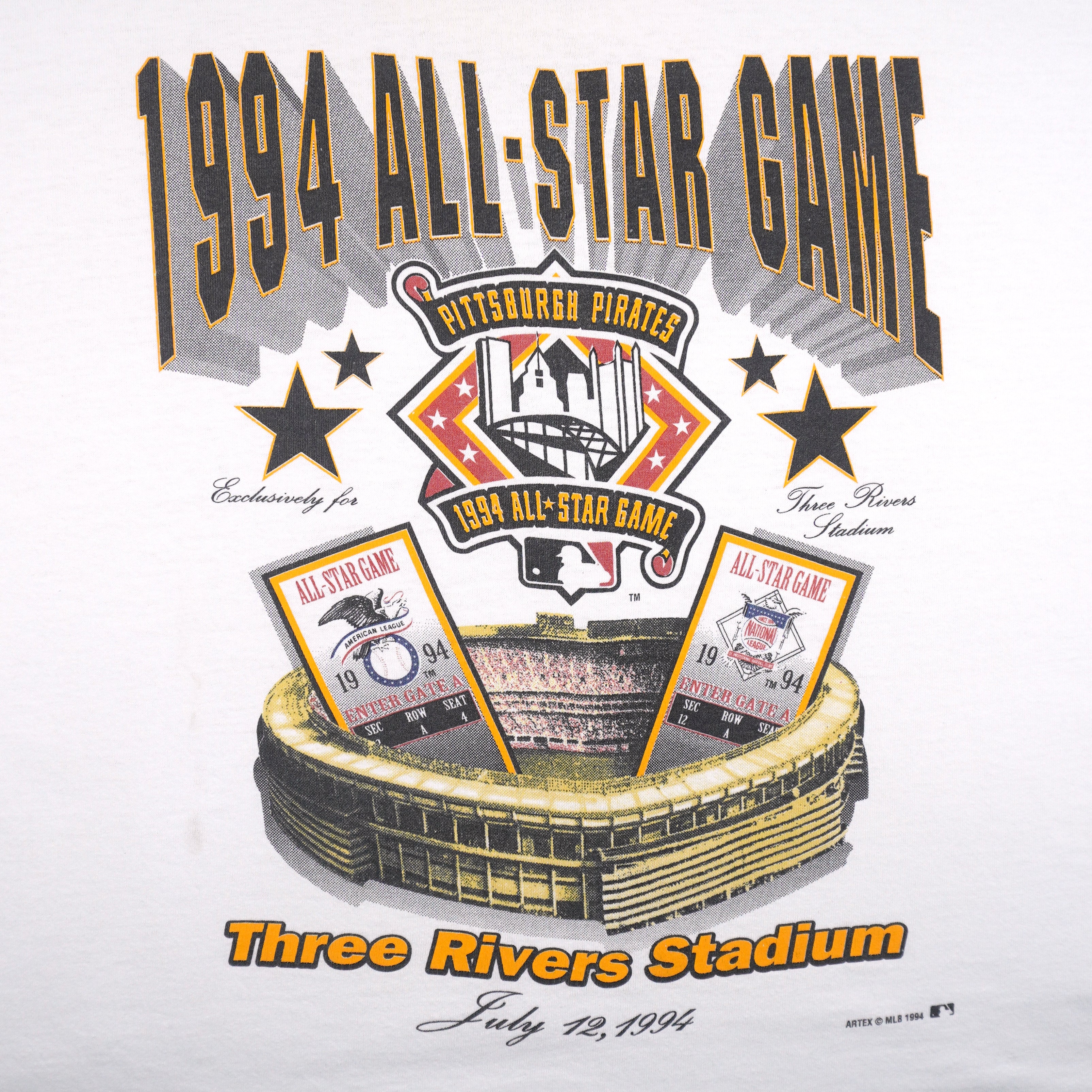 MLB (Artex) - Pittsburgh Pirates All Star Game 125th Anniversary T-Shirt 1994 X-Large Vintage Retro Baseball