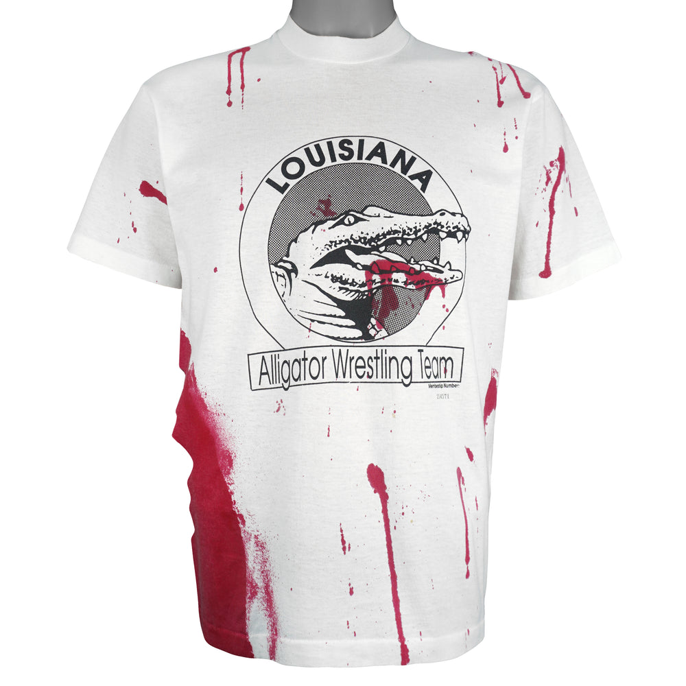 Vintage - Louisiana Alligator Wrestling Team Single Stitch T-Shirt 1990s Large Vintage Retro
