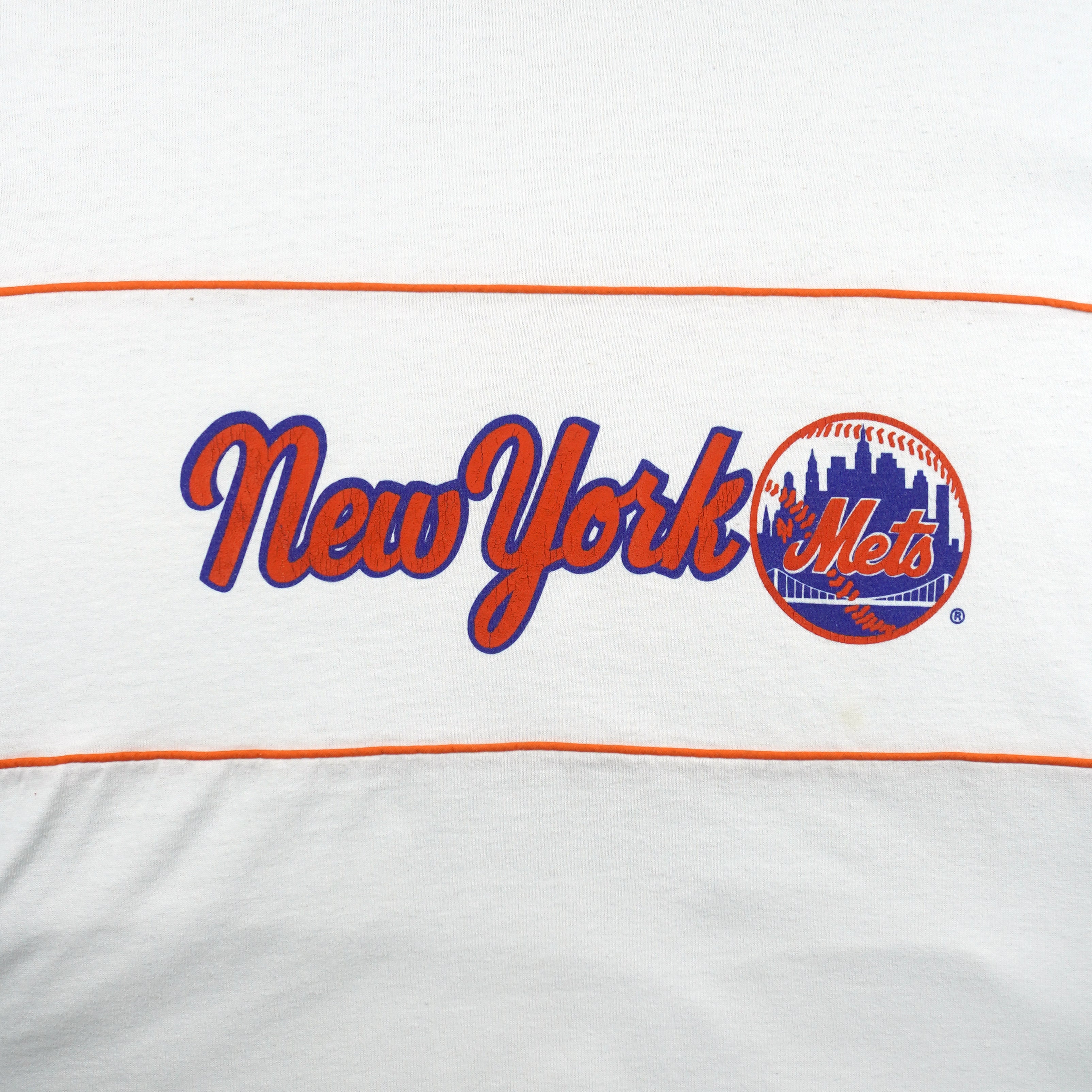 MLB (Nutmeg) - White New York Mets T-Shirt 1990s X-Large Vintage Retro Baseball
