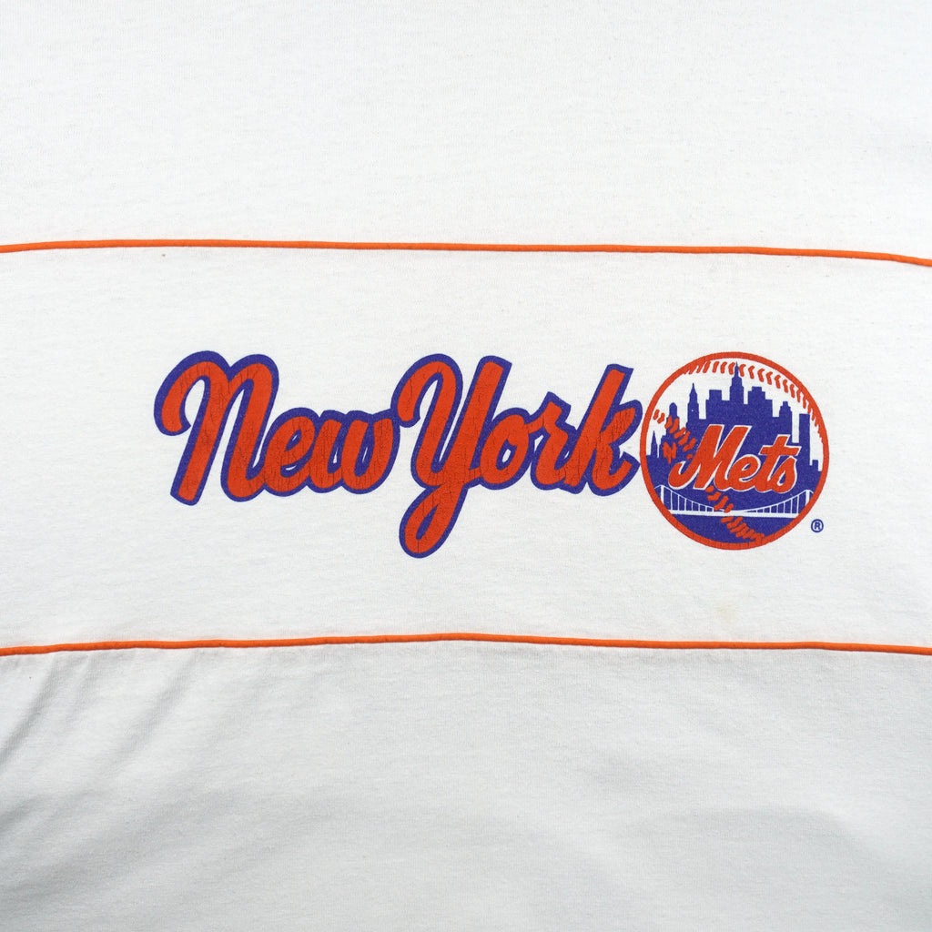 MLB (Nutmeg) - White New York Mets T-Shirt 1990s X-Large Vintage Retro Baseball