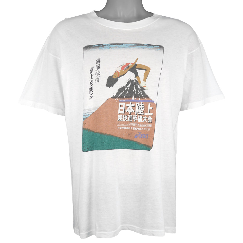 Asics - Japan Track & Field Championship Mt. Fuji T-Shirt 1990s Large