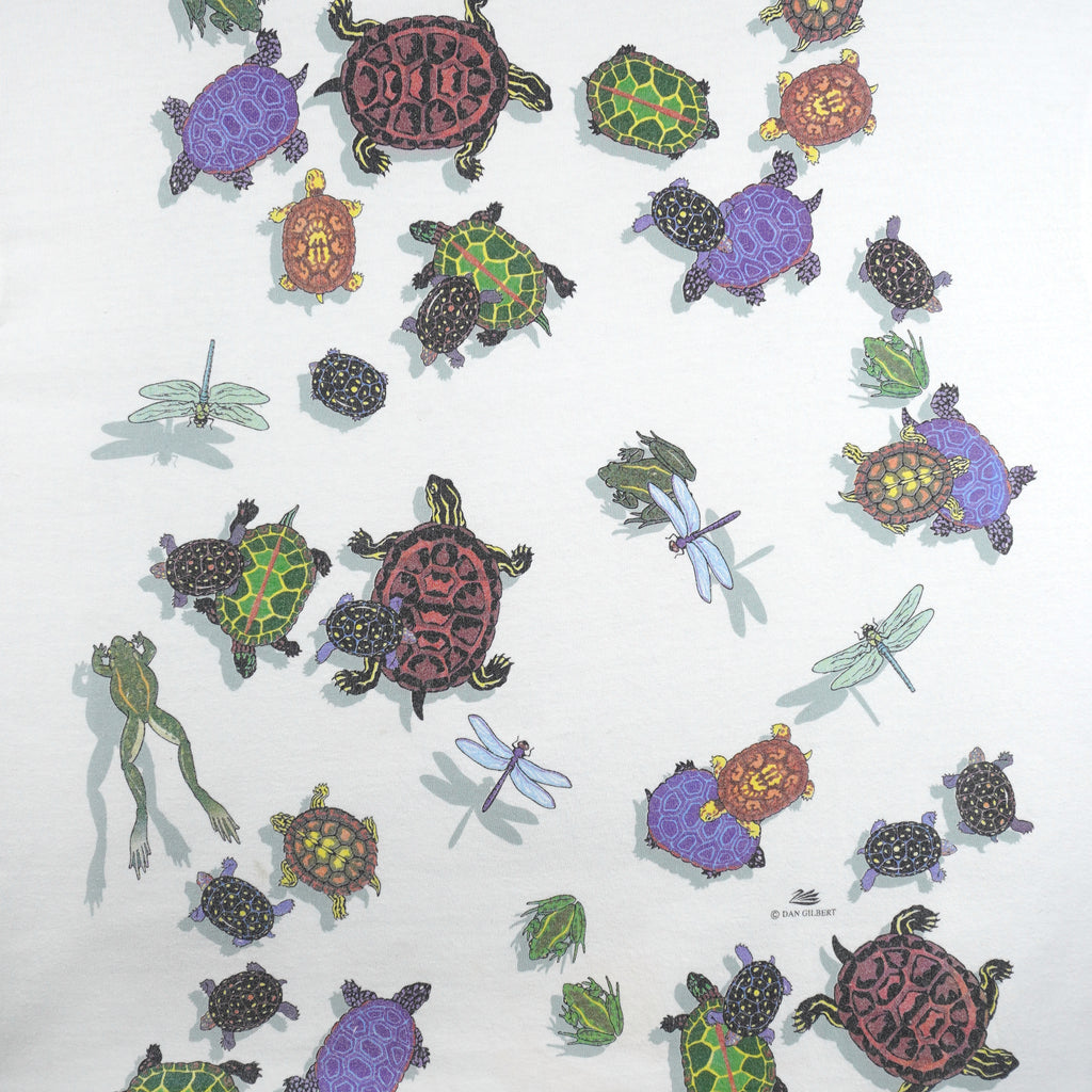 Vintage (Hanes) - Turtle & Dragonfly Animals Print T-Shirt 1990s Large Vintage Retro