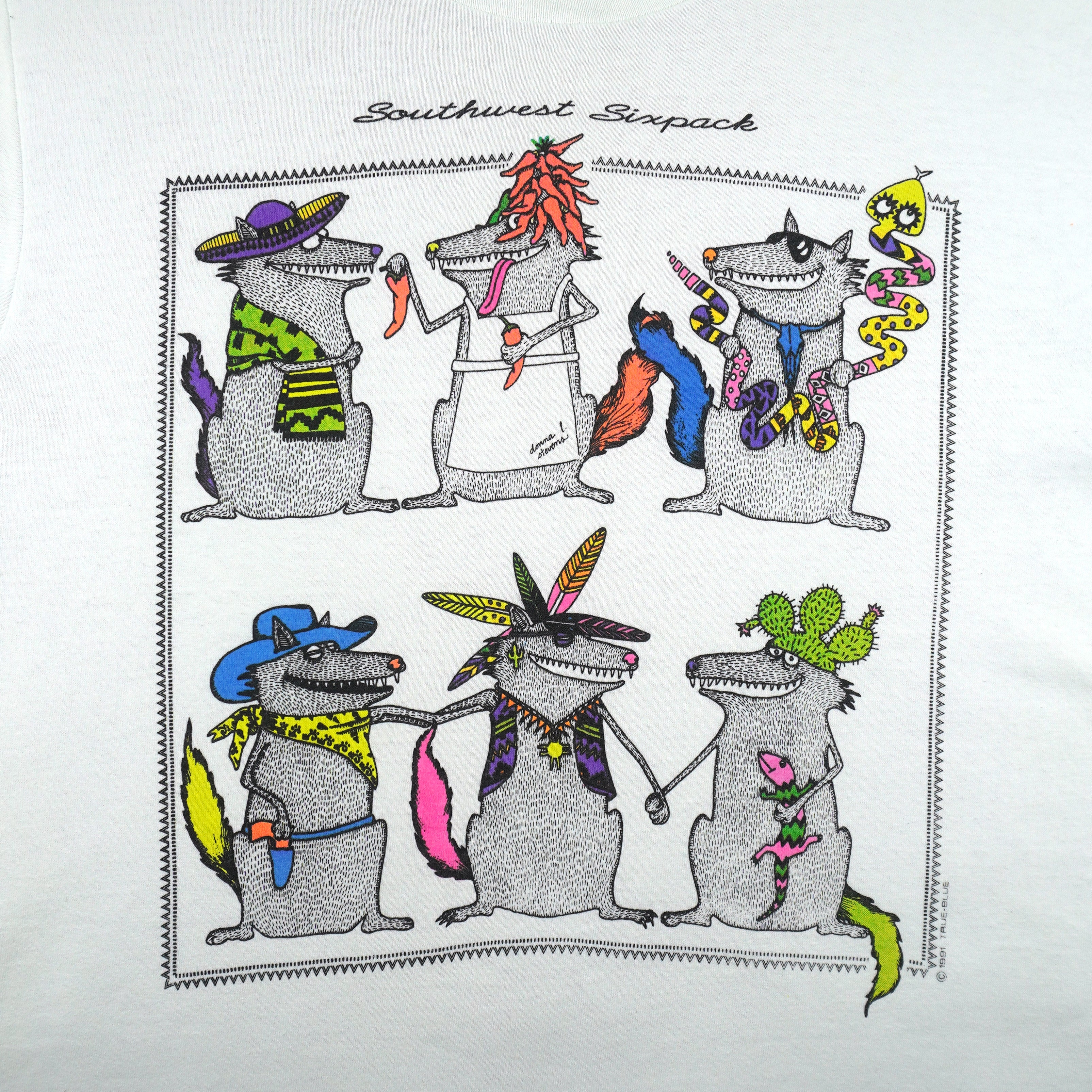 Vintage (All Sport) - Southwest Sixpack Lizards T-Shirt 1991 Medium Vintage Retro