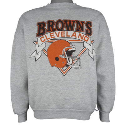 NFL (Logo 7) - Grey Cleveland Browns Crew Neck Sweatshirt 1990s Medium
