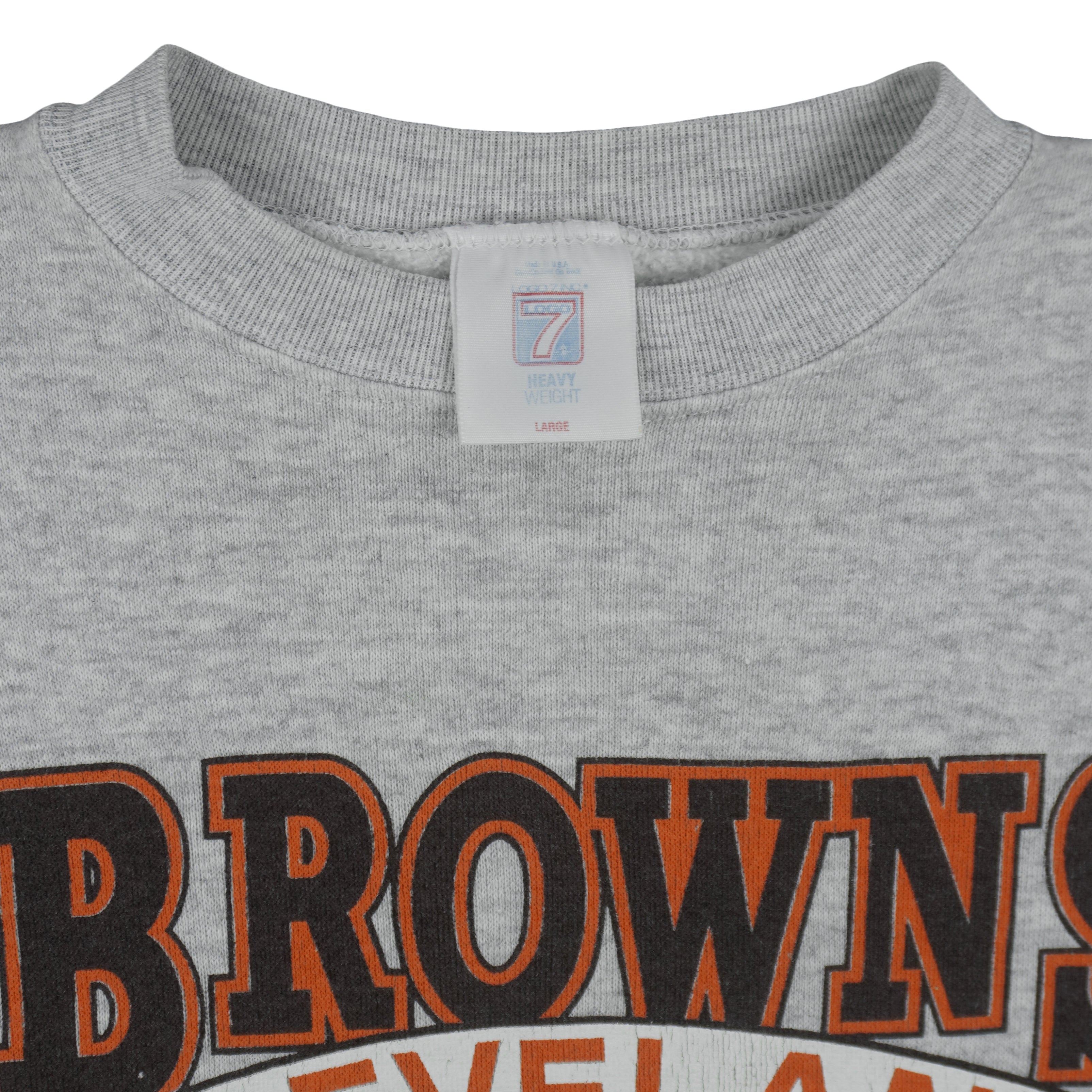 NFL (Logo 7) - Grey Cleveland Browns Crew Neck Sweatshirt 1990s Large Vintage Retro Football