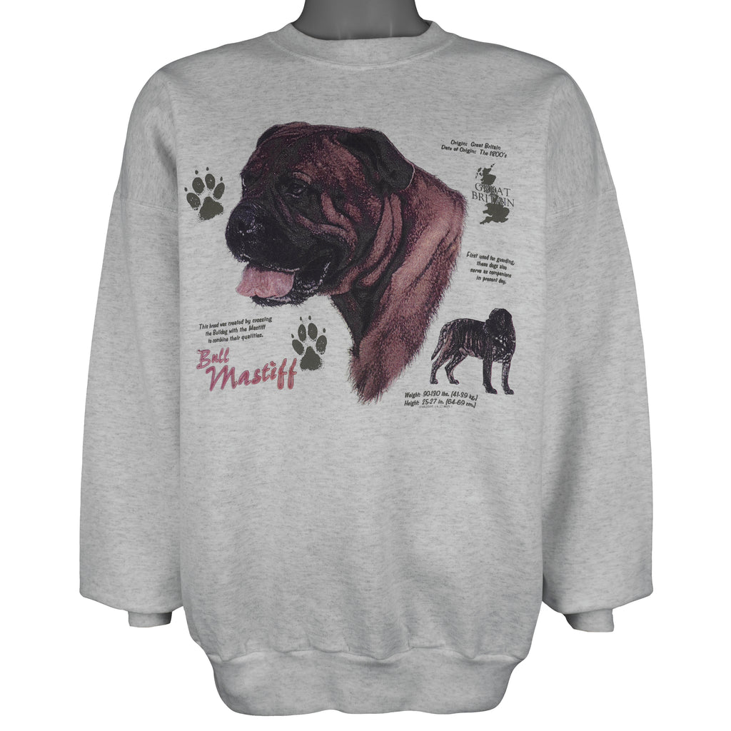 Vintage (Hanes) - Dogs Breed Bull Mastiff Crew Neck Sweatshirt 1990s X-Large Vintage Retro
