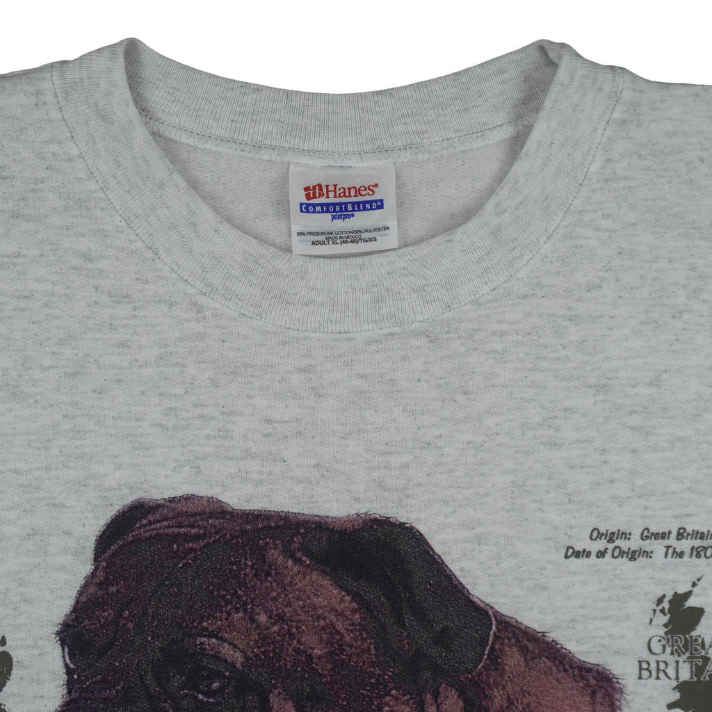 Vintage (Hanes) - Dogs Breed Bull Mastiff Crew Neck Sweatshirt 1990s X-Large Vintage Retro
