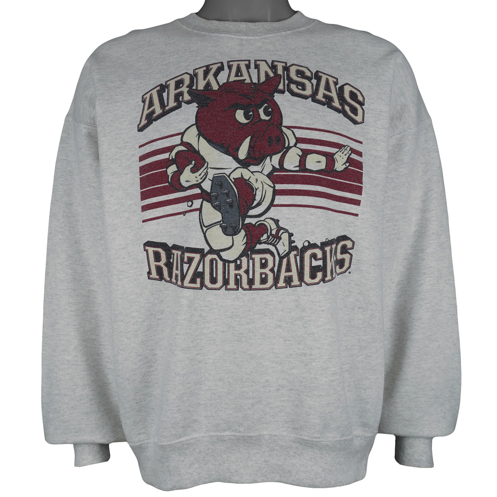 NCAA (Hanes) - Arkansas Razorbacks Spell-Out Sweatshirt 1990s Large Vintage Retro