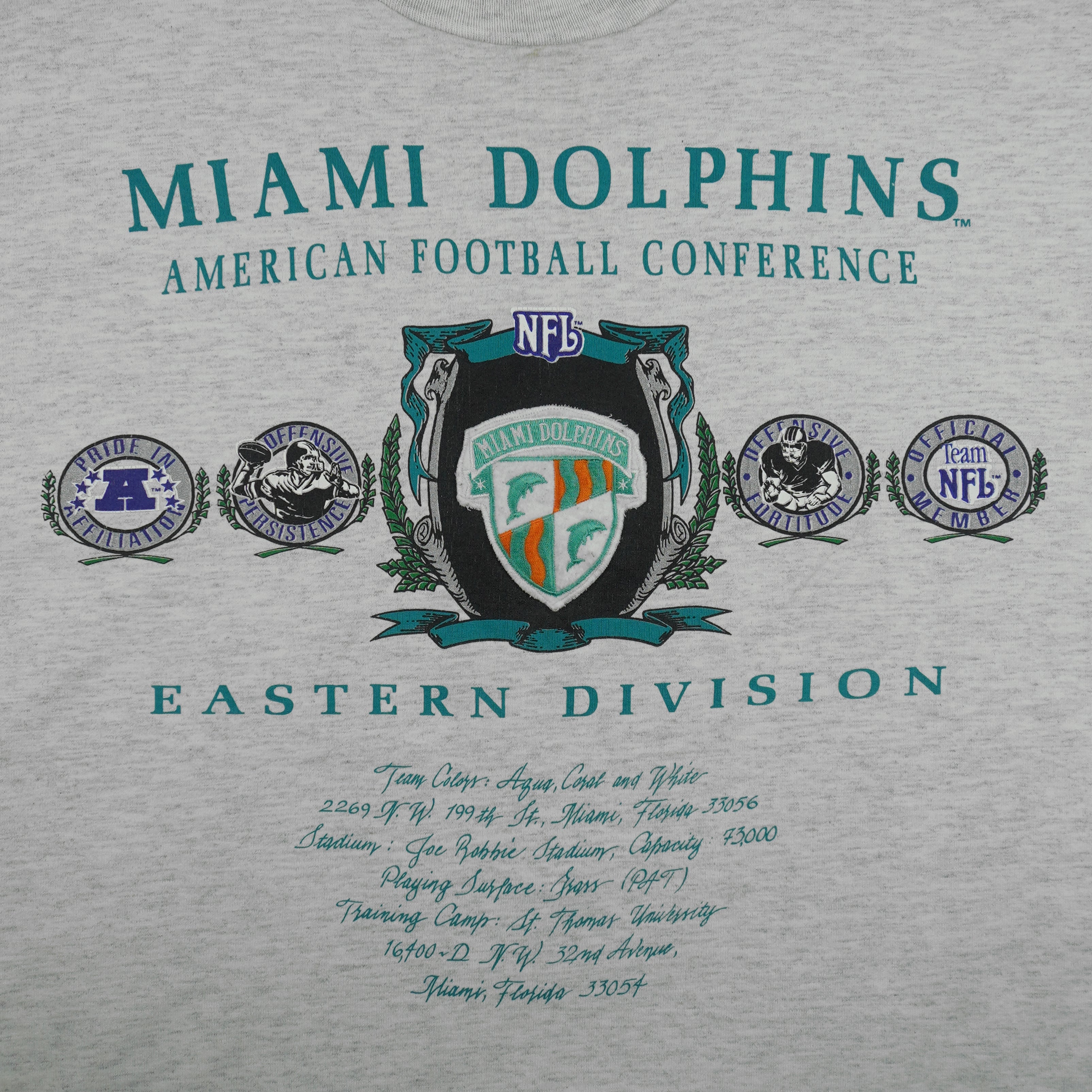 NFL (Nutmeg) - Miami Dolphins Eastern Division T-Shirt 1990s Medium Vintage Retro Football