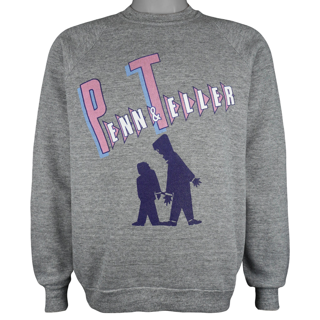 Vintage (Jerzees) - Penn & Teller Crew Neck Sweatshirt 1990s Large Vintage Retro