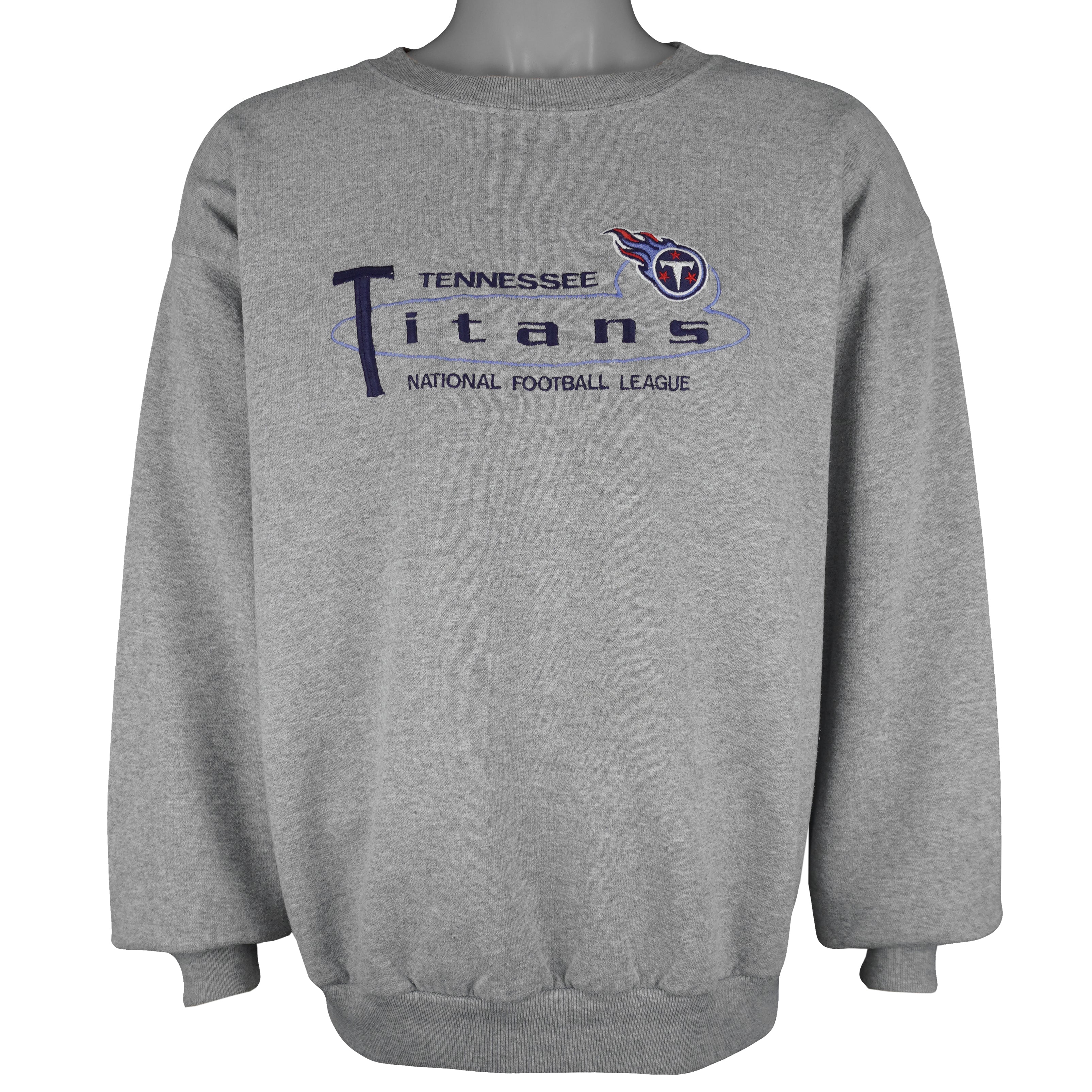 NFL (Logo Athletic) - Tennessee Titans Embroidered Crew Neck Sweatshirt 1990s X-Large Vintage Retro Football