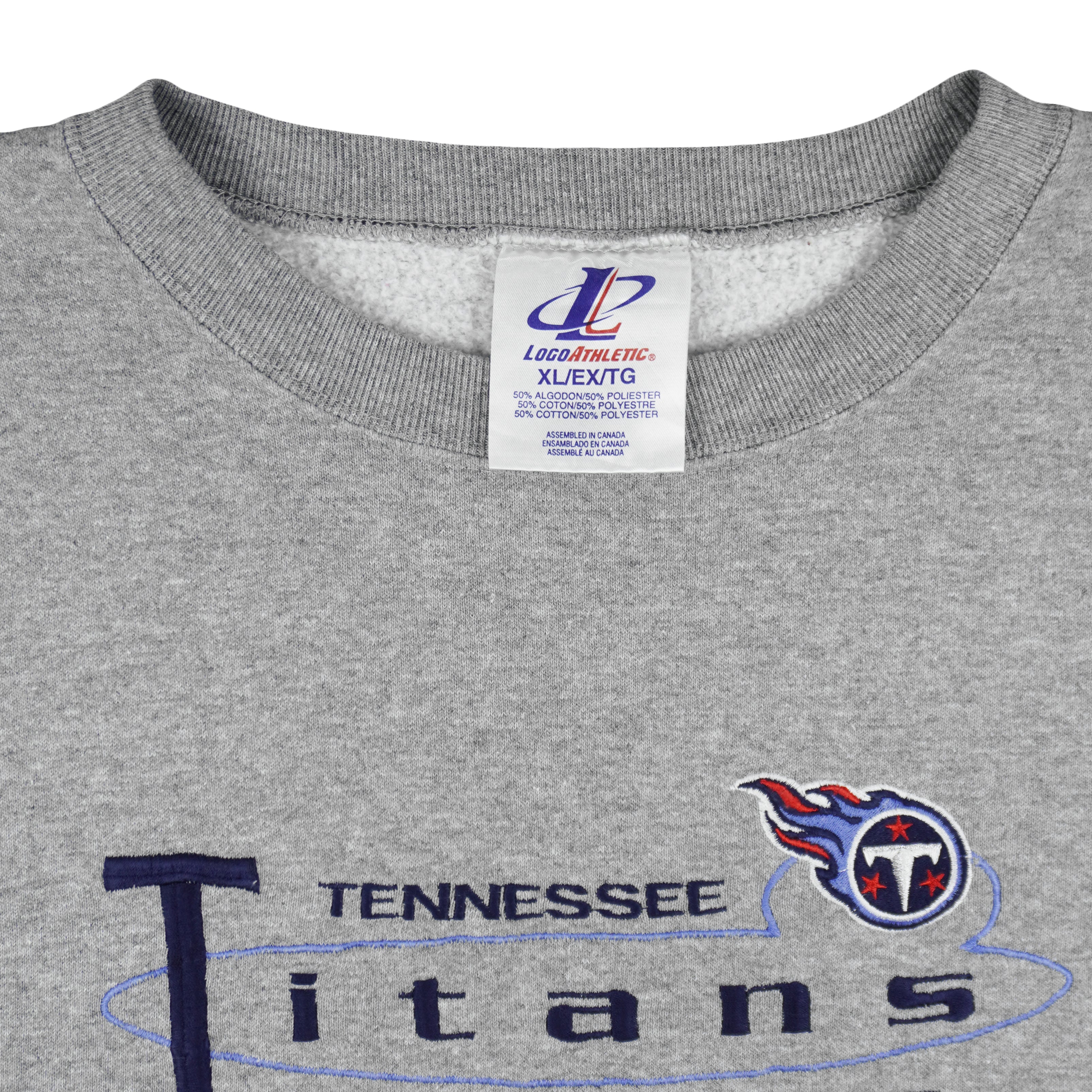 NFL (Logo Athletic) - Tennessee Titans Embroidered Crew Neck Sweatshirt 1990s X-Large Vintage Retro Football