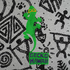 Vintage Gecko Hawaii gray and black all-over print T-shirt from the 1990s