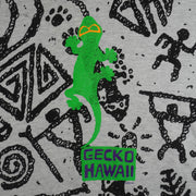 Vintage Gecko Hawaii gray and black all-over print T-shirt from the 1990s