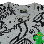 Vintage Gecko Hawaii gray and black all-over print T-shirt from the 1990s