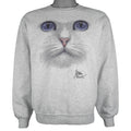 Vintage (Jerzees) - The Face Cat Crew Neck Sweatshirt 1990s Medium Vintage Retro