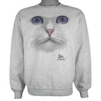 Vintage (Jerzees) - The Face Cat Crew Neck Sweatshirt 1990s Medium Vintage Retro