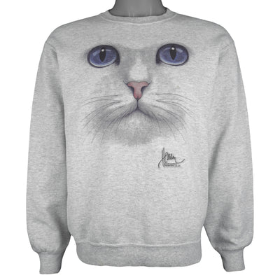 Vintage (Jerzees) - The Face Cat Crew Neck Sweatshirt 1990s Medium