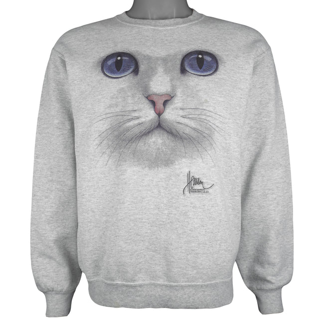 【在庫限り】 Crew Cat Face The - (Jerzees) Vintage Neck 1990s Sweatshirt トップス