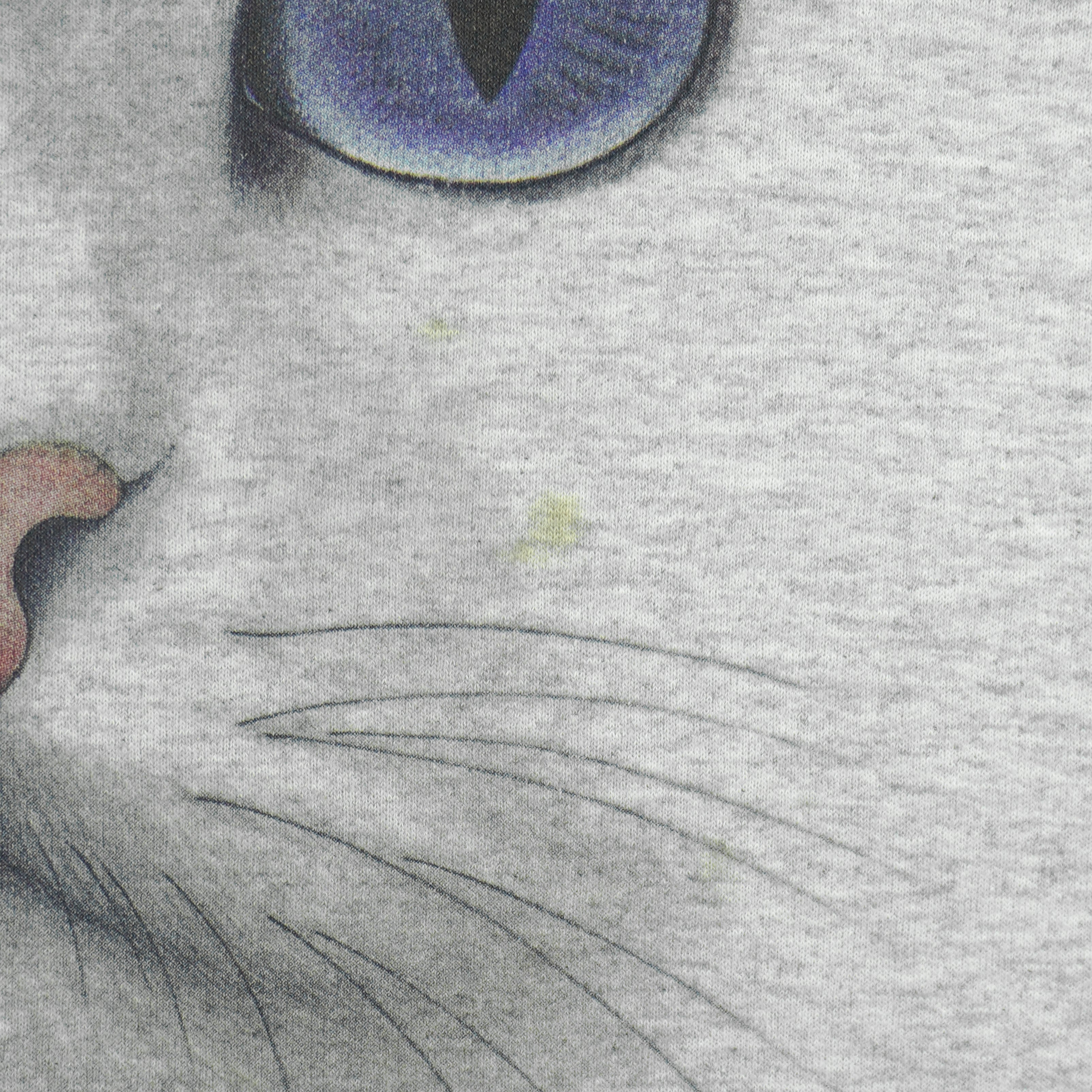 Vintage (Jerzees) - The Face Cat Crew Neck Sweatshirt 1990s Medium Vintage Retro