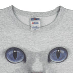 Vintage (Jerzees) - The Face Cat Crew Neck Sweatshirt 1990s Medium Vintage Retro