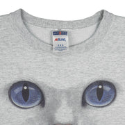 Vintage (Jerzees) - The Face Cat Crew Neck Sweatshirt 1990s Medium Vintage Retro