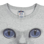 Vintage (Jerzees) - The Face Cat Crew Neck Sweatshirt 1990s Medium Vintage Retro