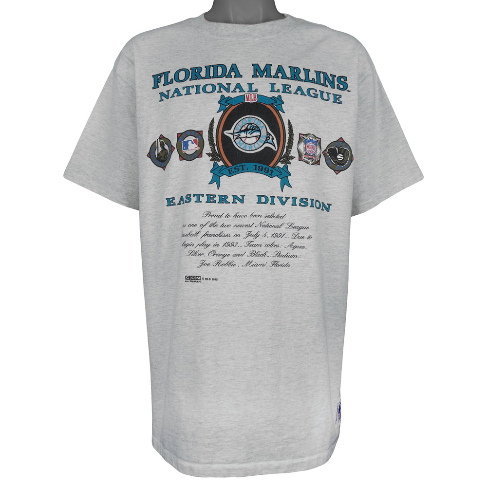 MLB (Nutmeg) - Florida Marlins National League Champions T-Shirt 1992 X-Large Vintage Retro Baseball